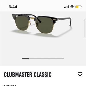Ray Ban Clubmaster Classic Sunglasses Black on Gold with Green Lenses Size 55-19